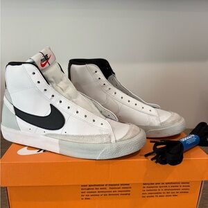 Nike White and Black High-Top Sneakers